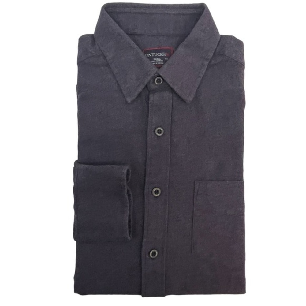 UNTUCKit Mens Button Down Flannel Shirt Long Sleeve Size Small Dark Purple 10423